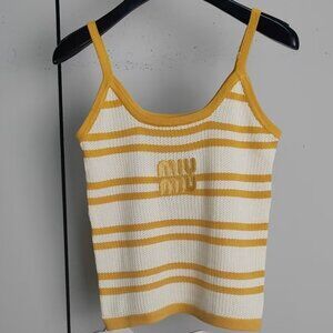 Miu Miu Women's Knit Sports Yellow Short Tank Top